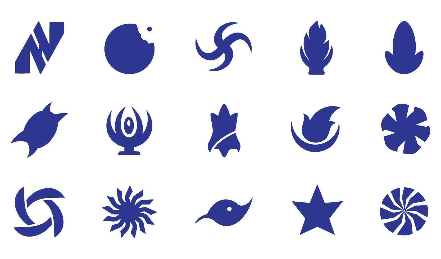 Abstract Geomatic Shape business logo bundle circle leaf fire water bird wing spiral motion decorative botanical flower outline symbol icon texture swirl energy set vintage retro vector