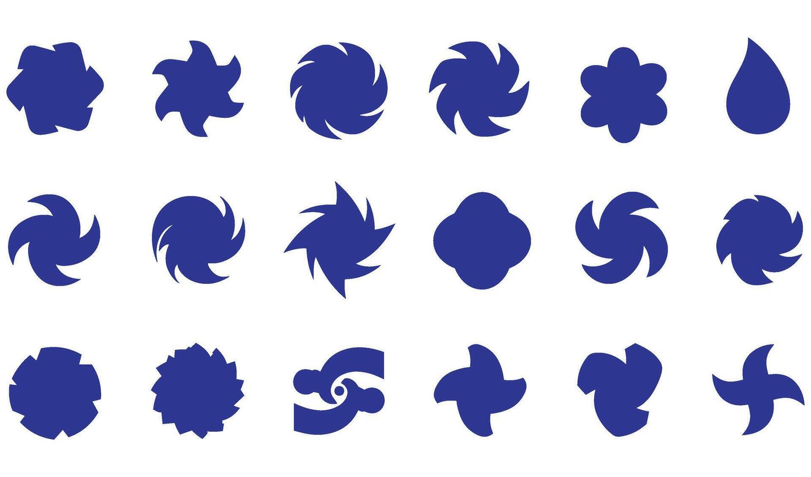 Abstract Geomatic Shape flower botanical decorative outline spiral motion texture whirl symbol icon vintage swirl business company set logo circle leaf fire water bird wing energy vector