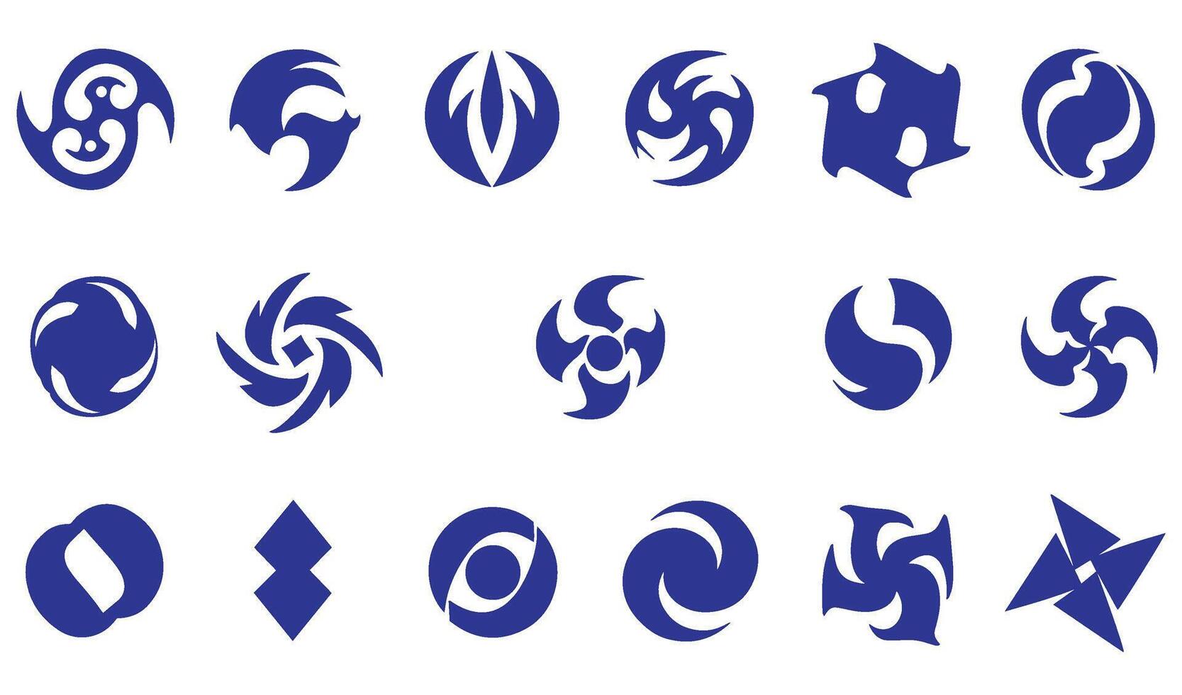 Business logo symbol decorative botanical flower outline abstract geomatic shape spiral motion energy texture swirl vintage swirl icon set circle leaf fire water bird wing company vector