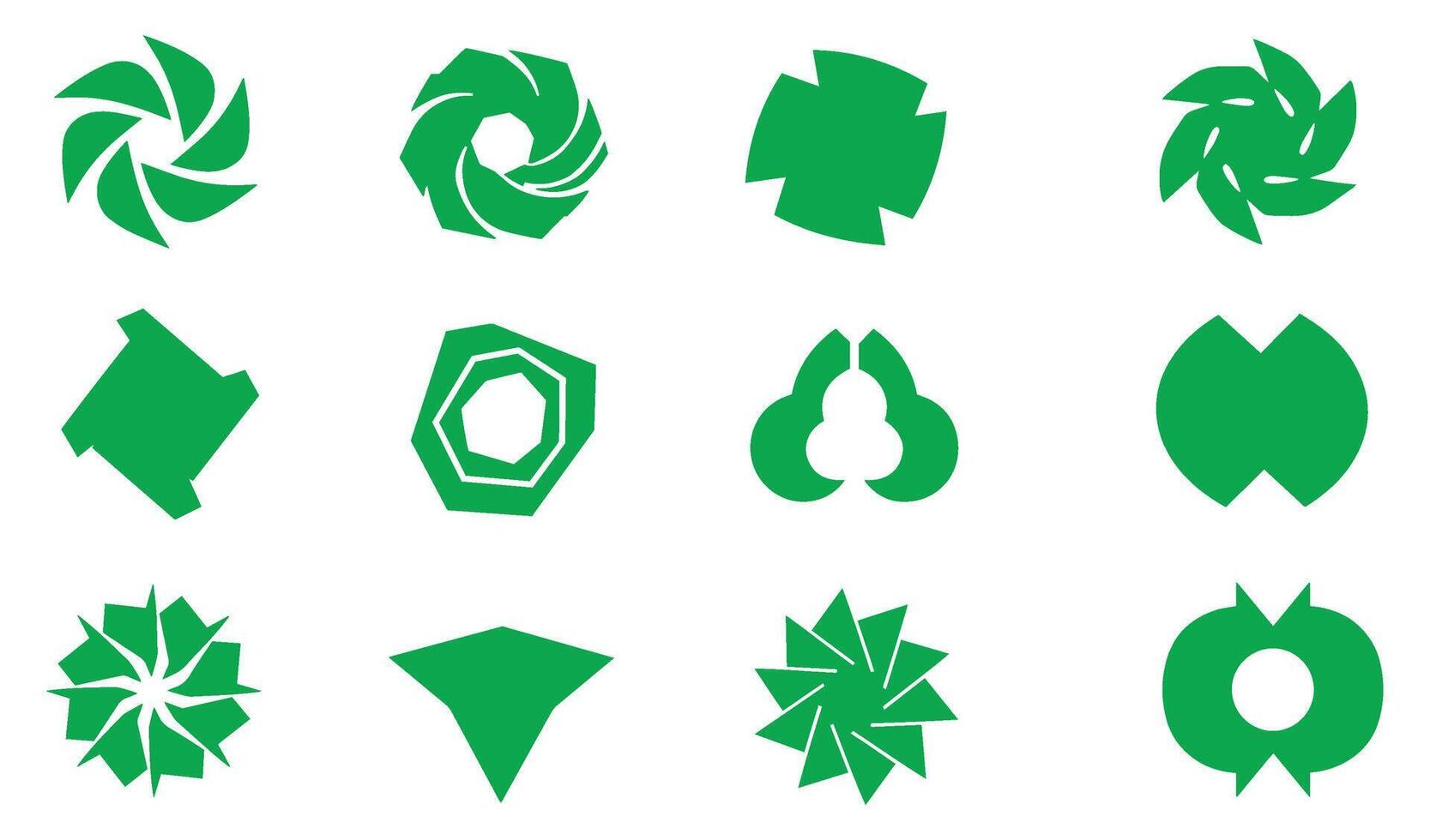 Flower spiral motion energy swirl abstract geomatic shape decorative botanical outline logo company symbol icon business set vintage circle leaf fire water bird wing style vector