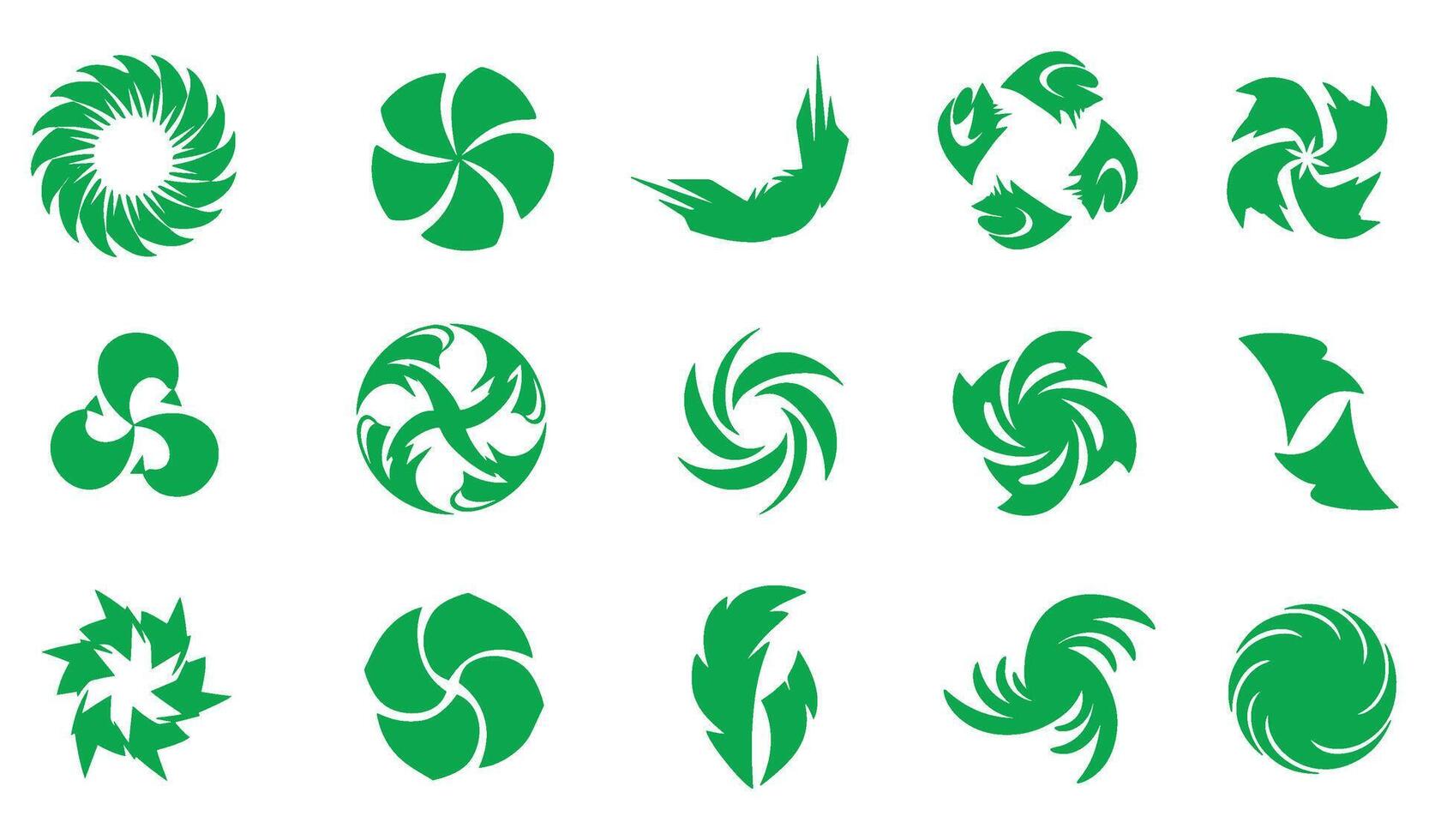 Abstract Geomatic Shape flower botanical decorative outline spiral texture energy whirl motion logo icon symbol vintage swirl set company business circle leaf fire water bird wing modern vector