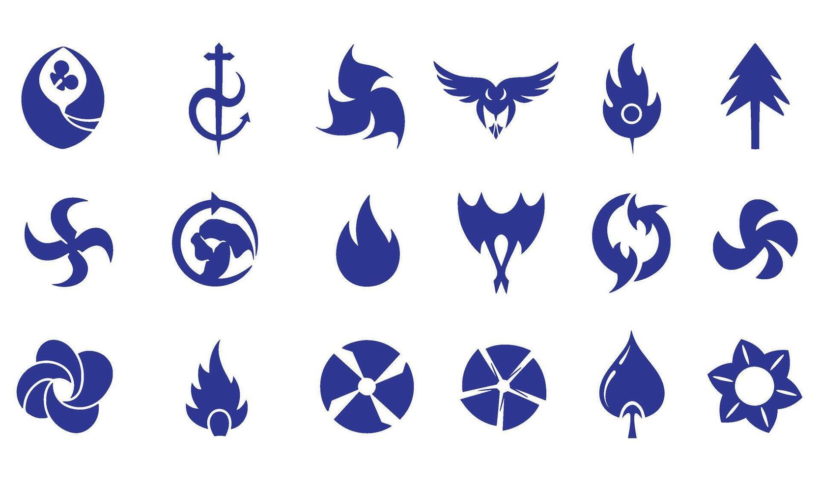 Abstract Geomatic Shape vintage retro logo bundle symbol icon decorative botanical flower spiral motion energy whirl modern pattern circle leaf fire water bird wing set vector