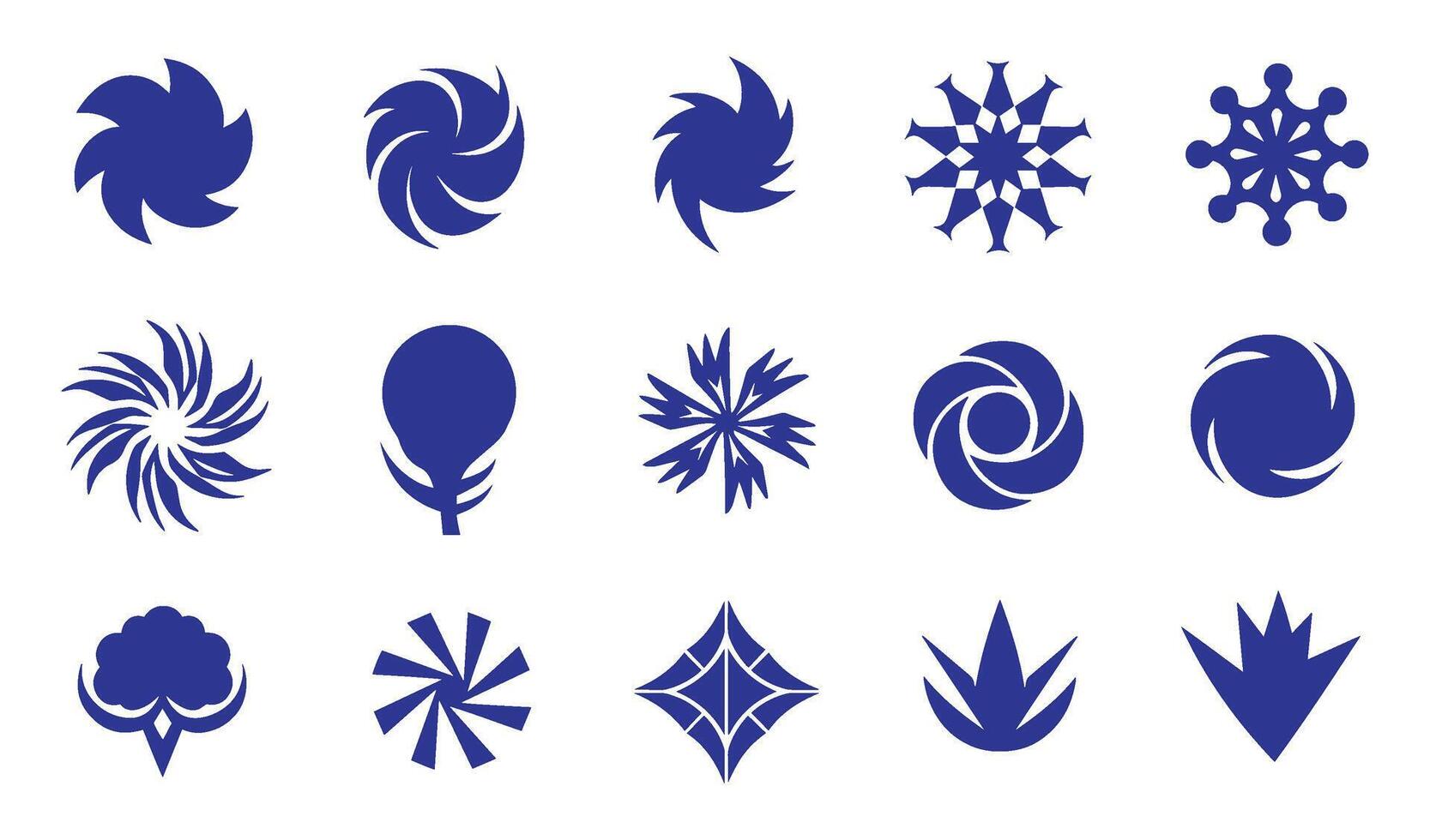 Vintage retro logo set abstract geomatic circle leaf fire water bird wing spiral motion energy whirl botanical flower outline decorative icon symbol business company shape vector