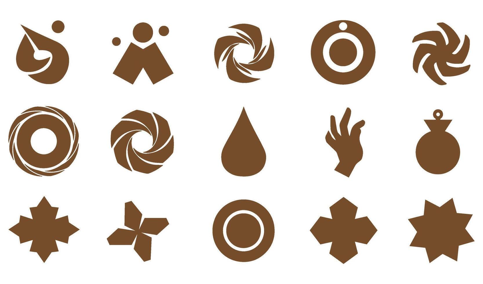 Circle leaf fire water bird wing spiral texture motion energy whirl abstract geomatic flower botanical outline logo symbol company business vintage retro icon shape set vector