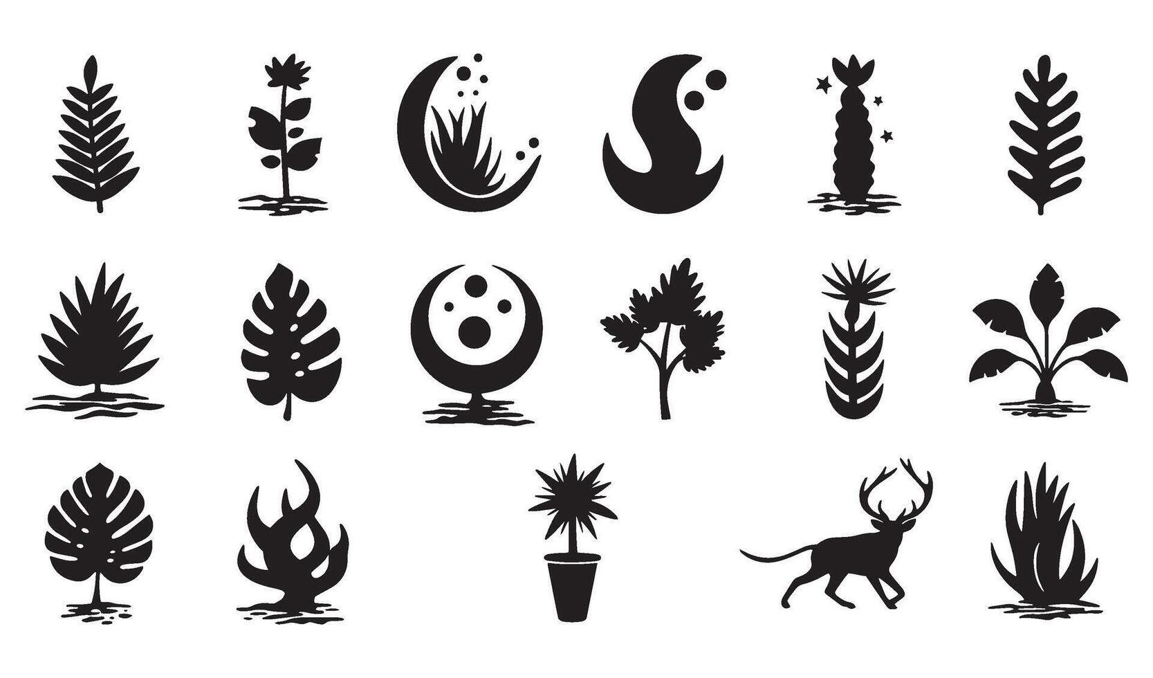 Abstract Geomatic Shape business symbol decorative botanical flower spiral motion texture energy swirl outline logo icon vintage company set circle leaf fire water bird wing retro vector