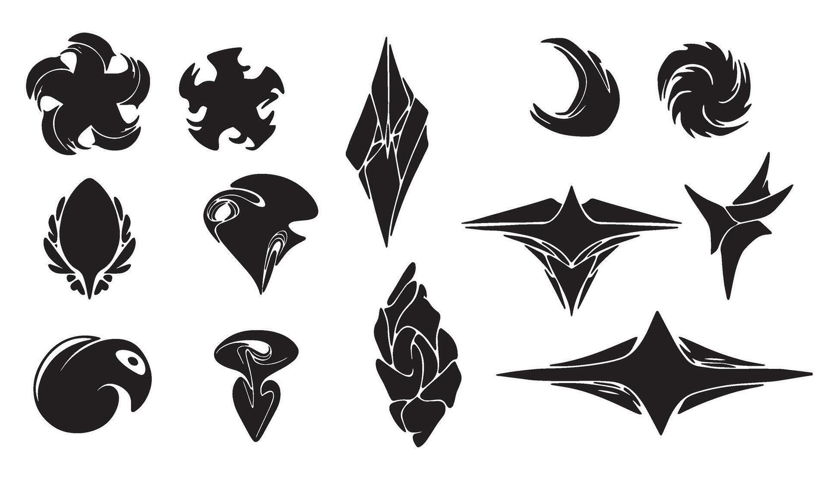 Abstract Geomatic Shape swirl spiral motion texture energy flower decorative outline botanical company icon symbol logo business set vintage circle leaf fire water bird wing retro vector