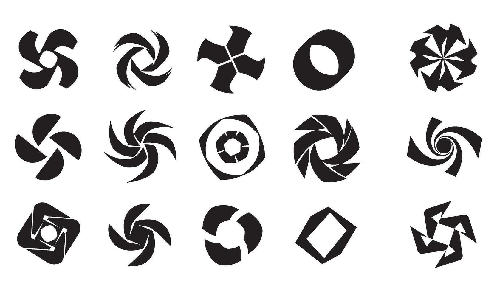 Spiral motion energy texture abstract geomatic shape flower decorative outline botanical swirl logo icon symbol business company set vintage circle leaf fire water bird wing retro vector
