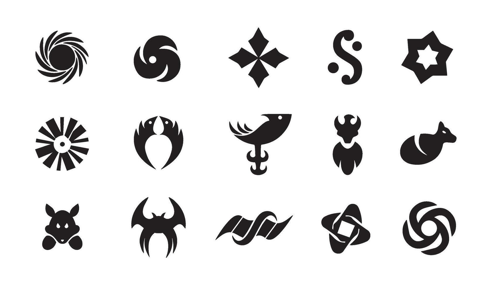 Abstract Geomatic Shape swirl spiral decorative logo motion texture flower botanical outline company symbol icon energy business set vintage circle leaf fire water bird wing retro vector