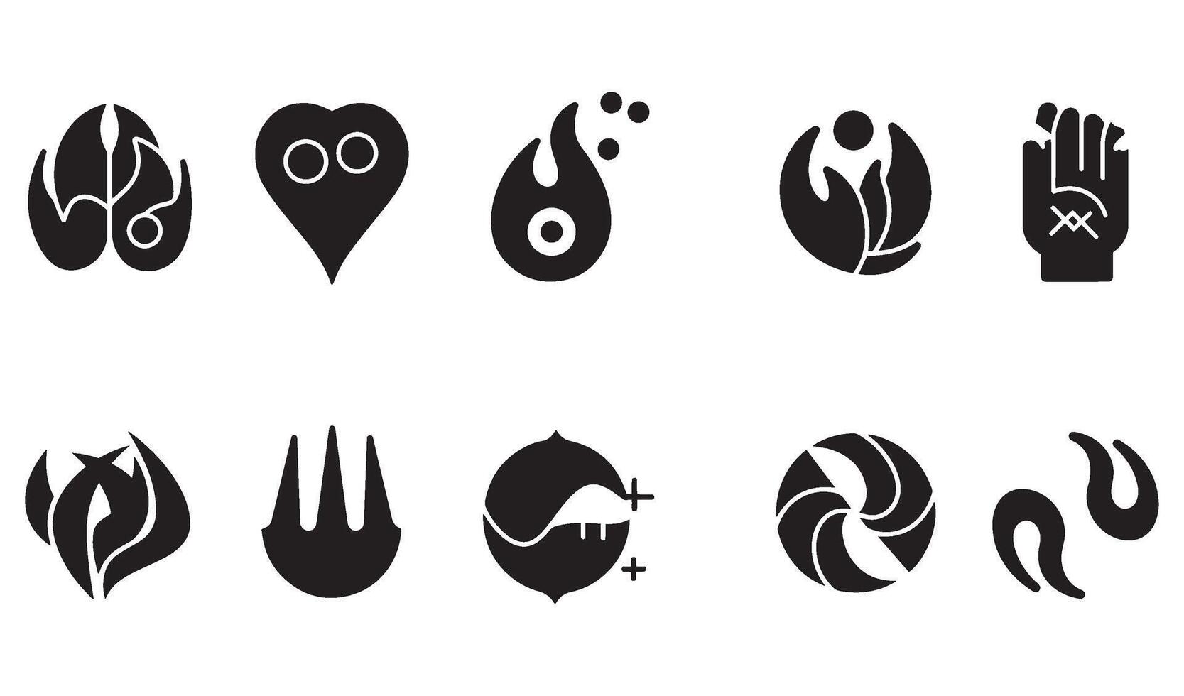 Energy texture swirl abstract geomatic shape spiral motion logo flower outline decorative botanical symbol company icon business set vintage circle leaf fire water bird wing retro vector