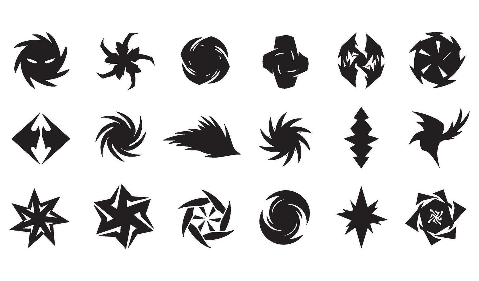 Spiral motion texture energy abstract geomatic shape swirl logo flower outline decorative botanical company icon business symbol vintage set circle leaf fire water bird wing retro vector
