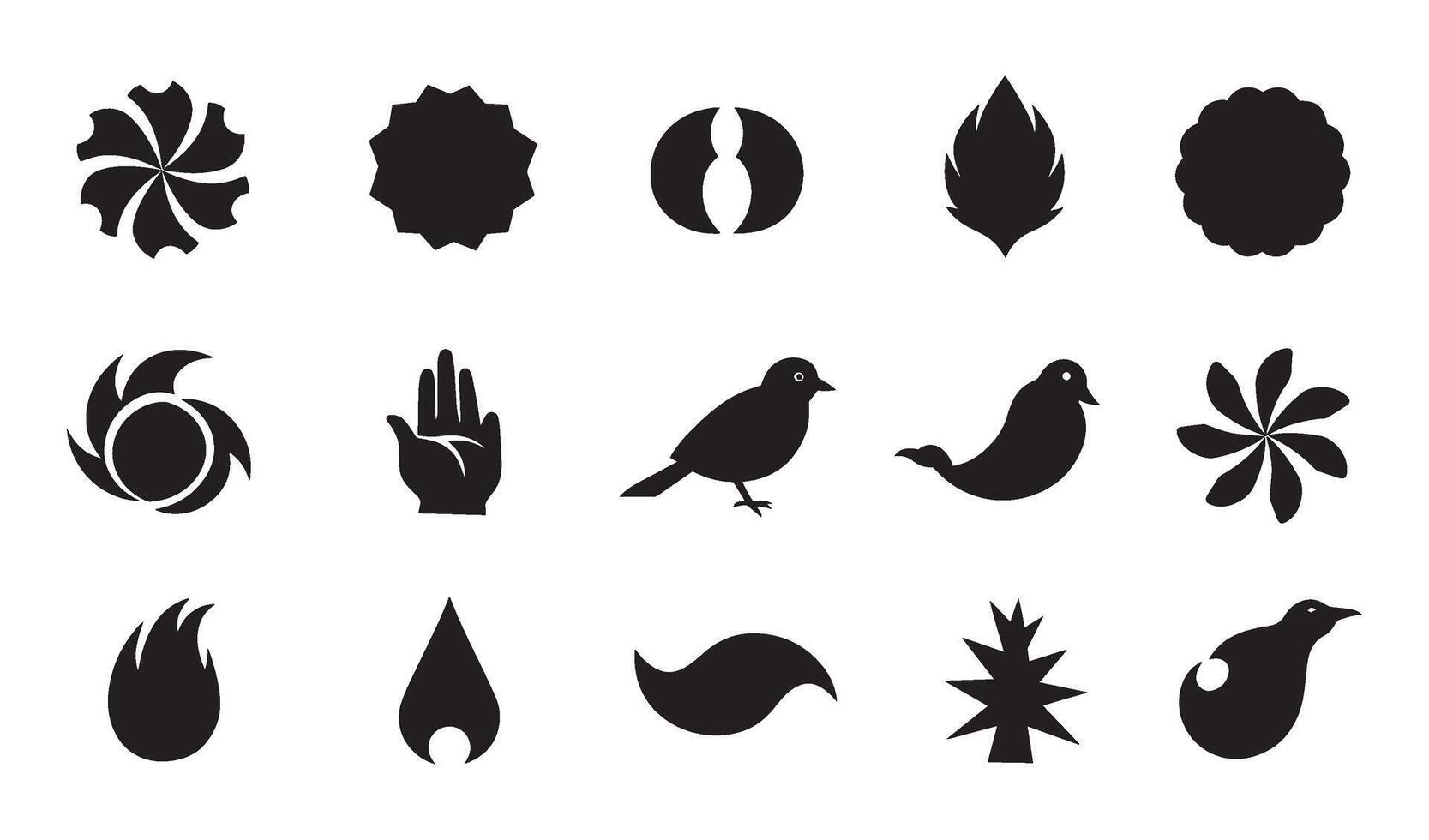 Business logo icon abstract geomatic shape flower outline swirl spiral energy motion texture company decorative symbol vintage set circle leaf fire water bird wing retro bundle vector