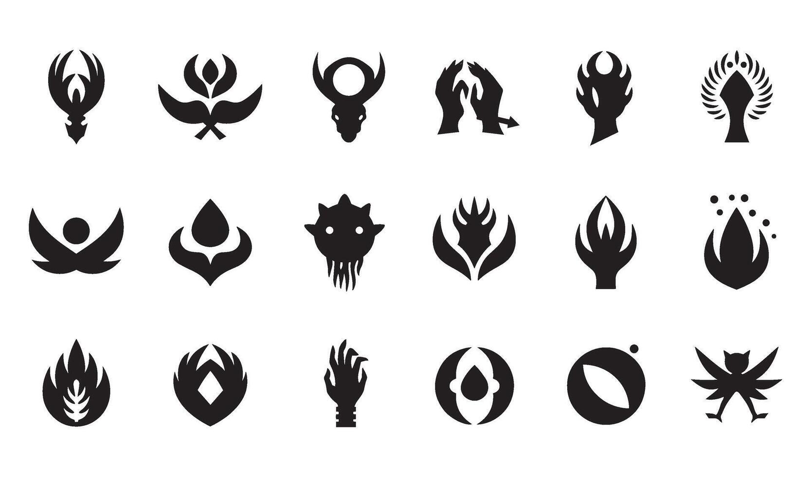 Abstract Geomatic Shape decorative logo icon spiral motion flower outline botanical swirl texture energy symbol business company vintage set circle leaf fire water bird wing retro vector