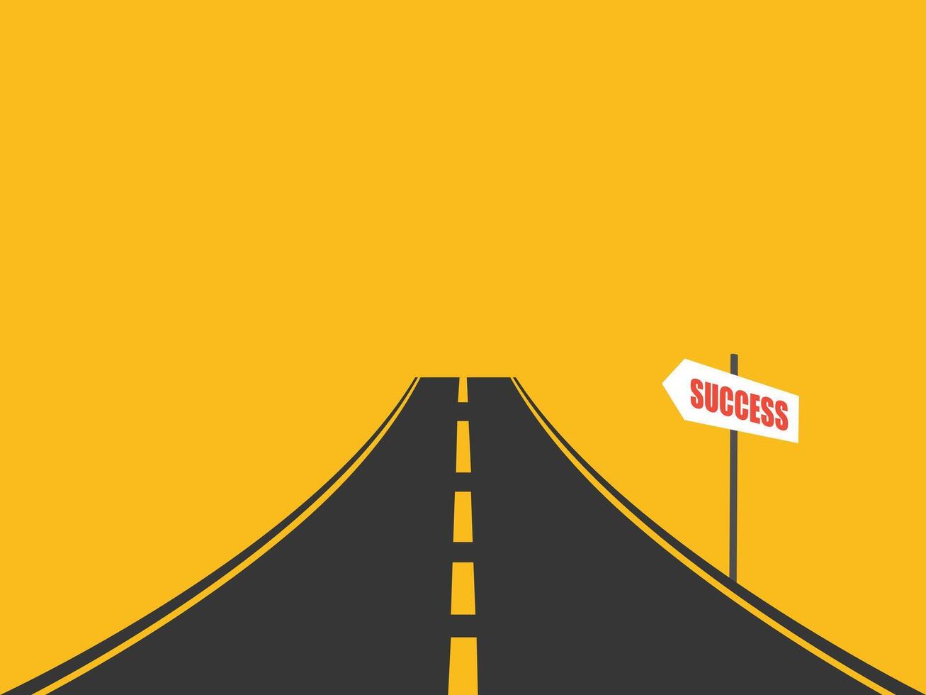 The main road and the signposts leading to success vector