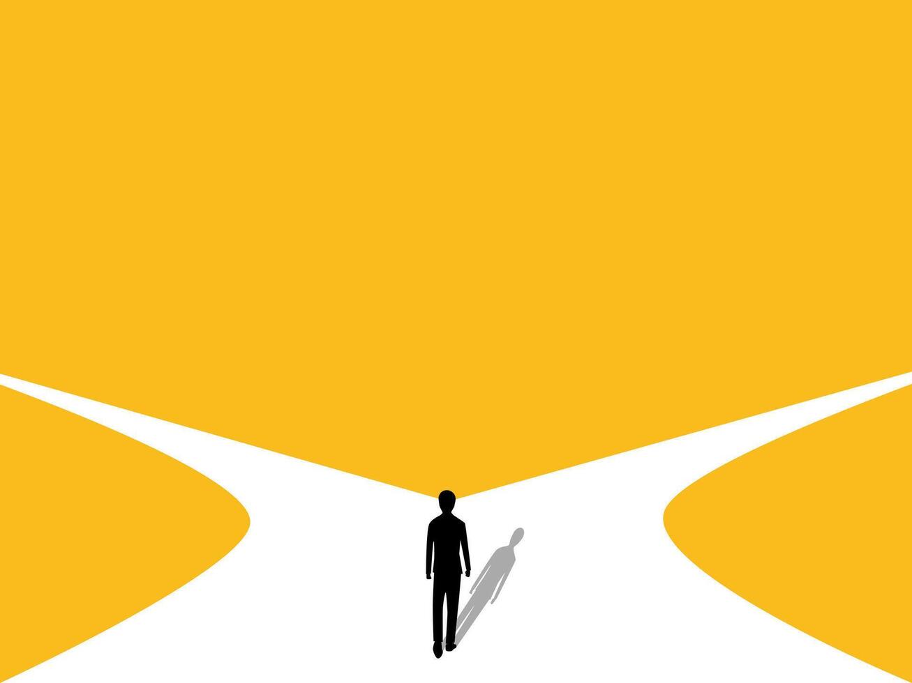 Choosing a Life Path, Businessman at a Career Crossroads vector