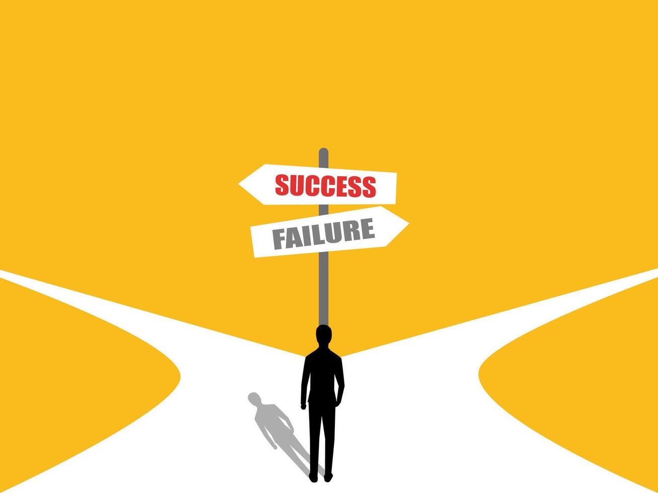 Businessman chooses a path with signs of success and failure vector
