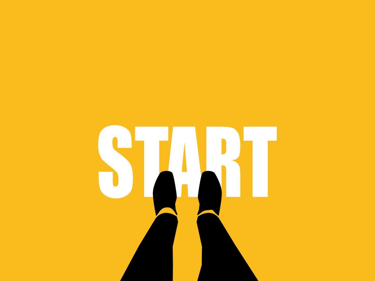 Businessman standing at start point, top view for decision to start business vector