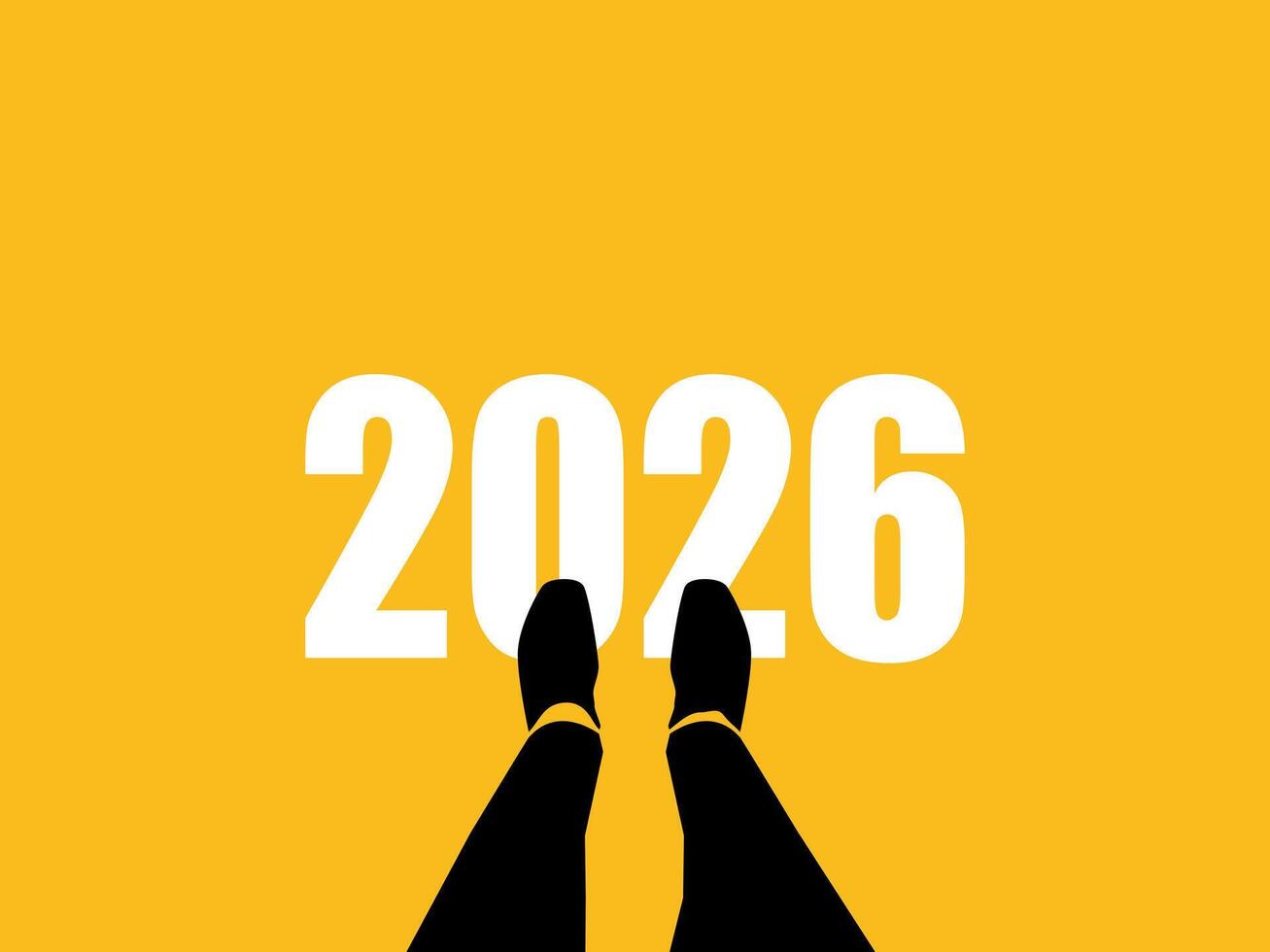 Businessman standing at 2026 point, top view vector