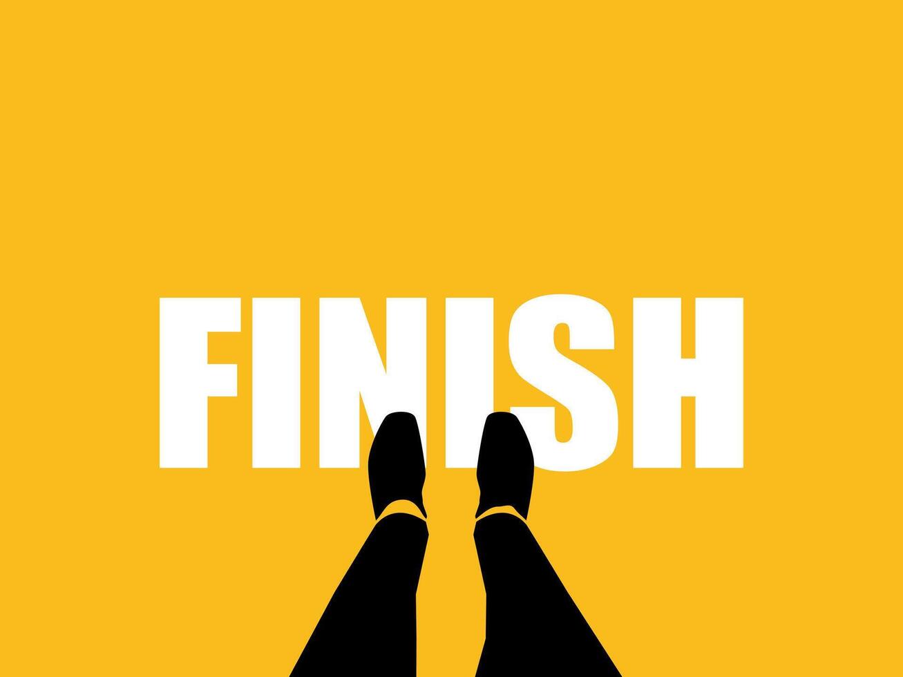 Businessman standing at end of path, top view, project completion vector