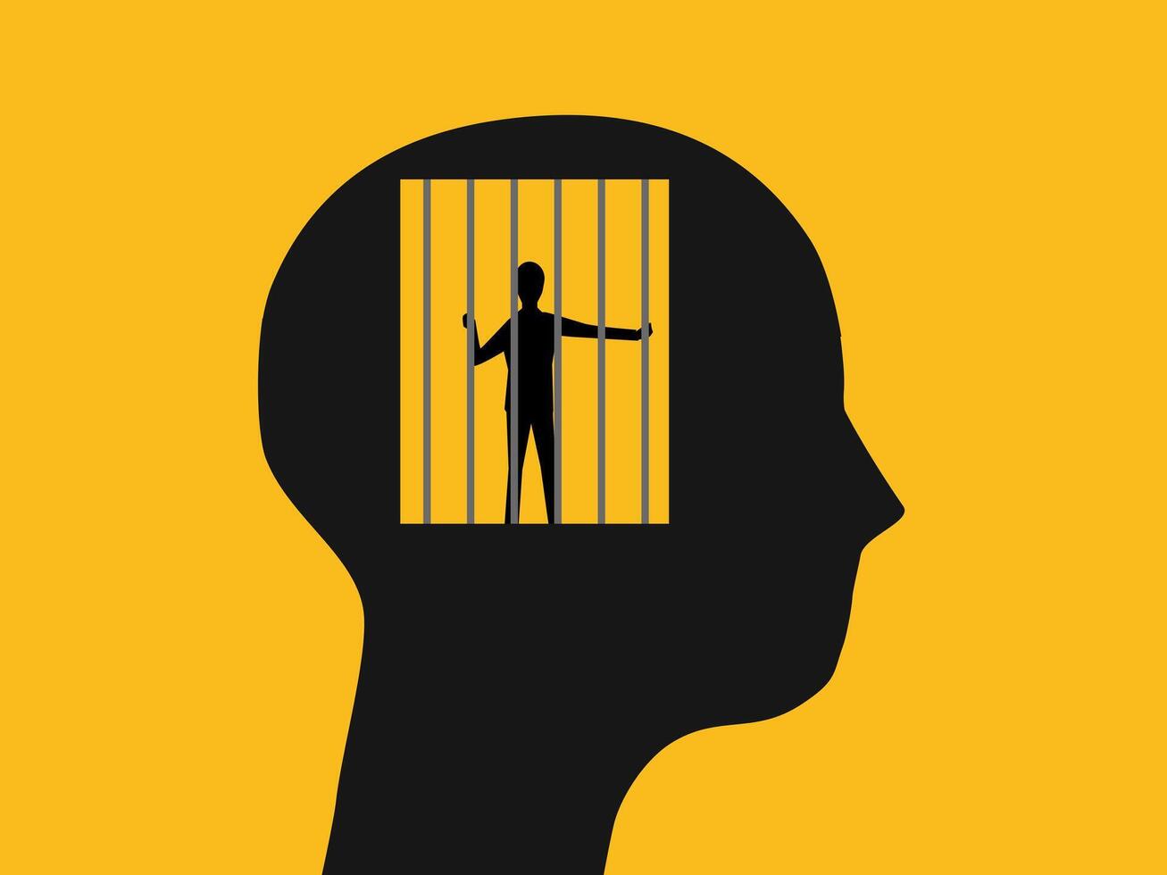 Businessman who lacks freedom to make decisions, trapped in a human prison vector