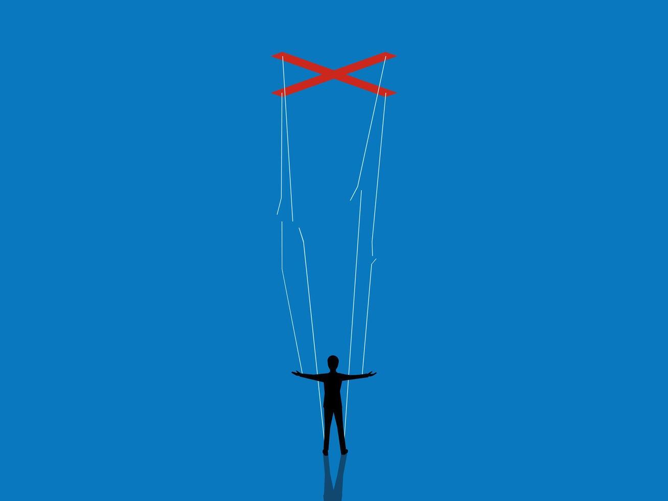 Freedom to work, businessman cuts the puppet strings vector