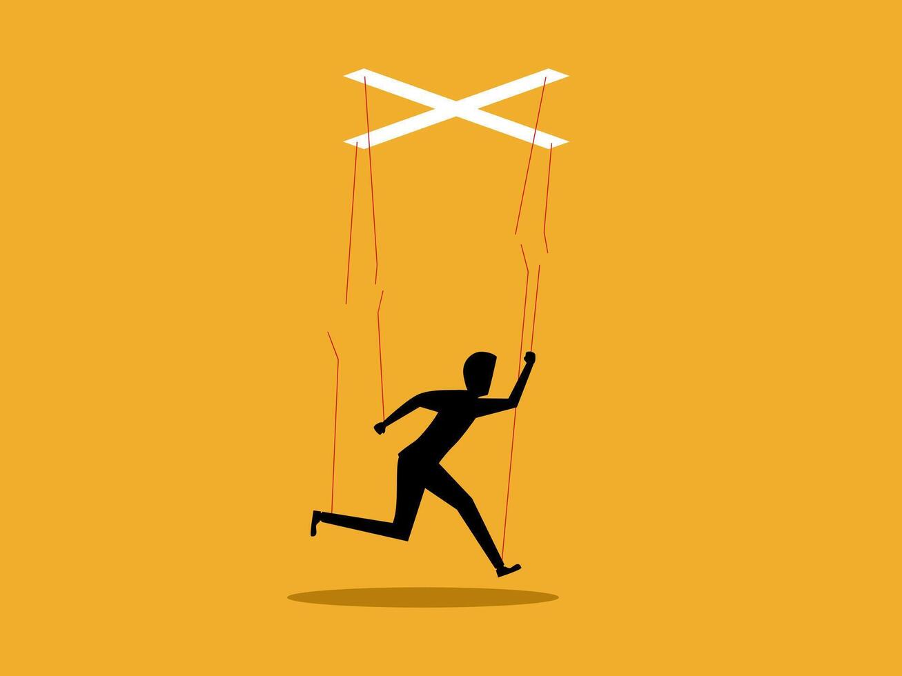 Freedom to make decisions, businessman cuts the puppet strings vector