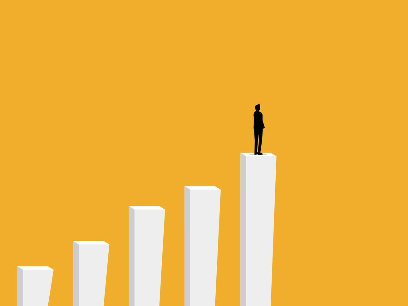 Businessman Confident Standing on Growth Bar Graph vector