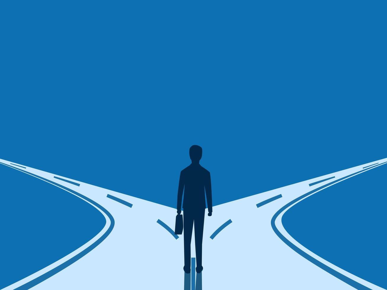 Businessman makes decisions at a turning point vector