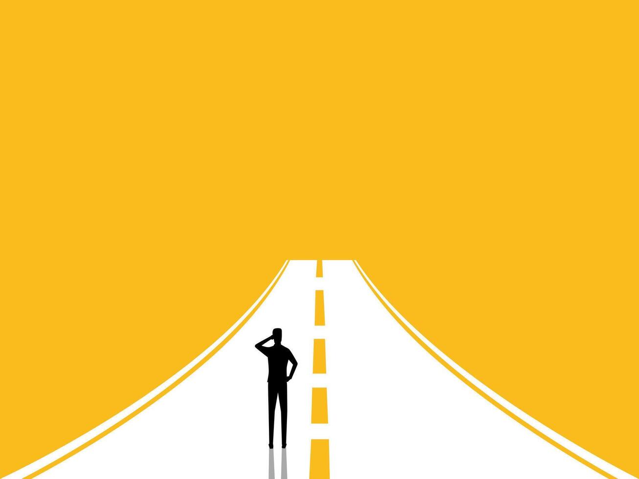 Businessmen stand firm on the main path vector