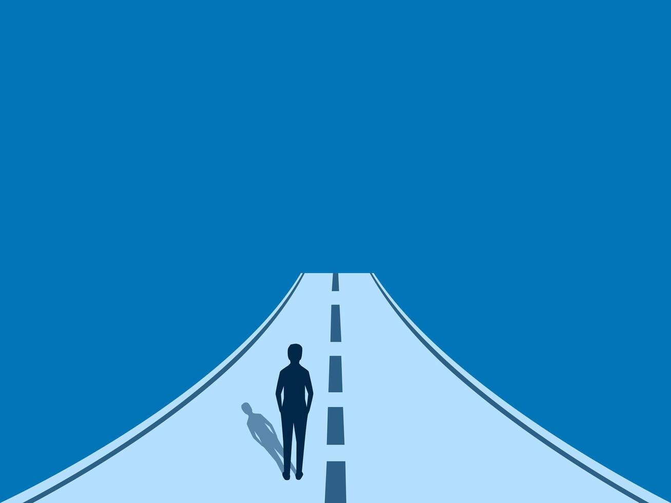 Businessman stands firm on the big path of his dreams vector