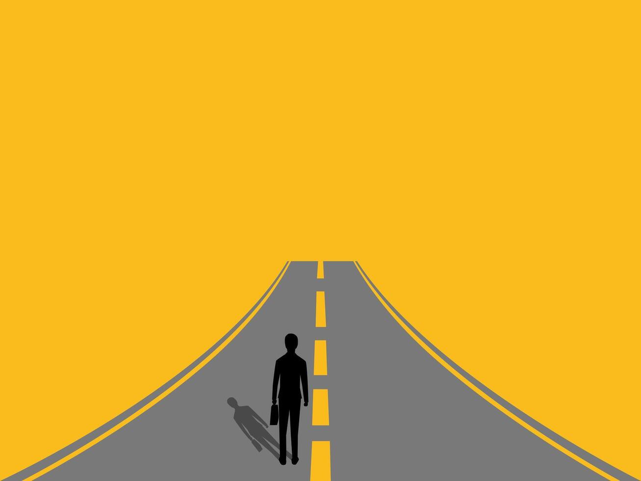 Businessman firmly on his path on the highway vector