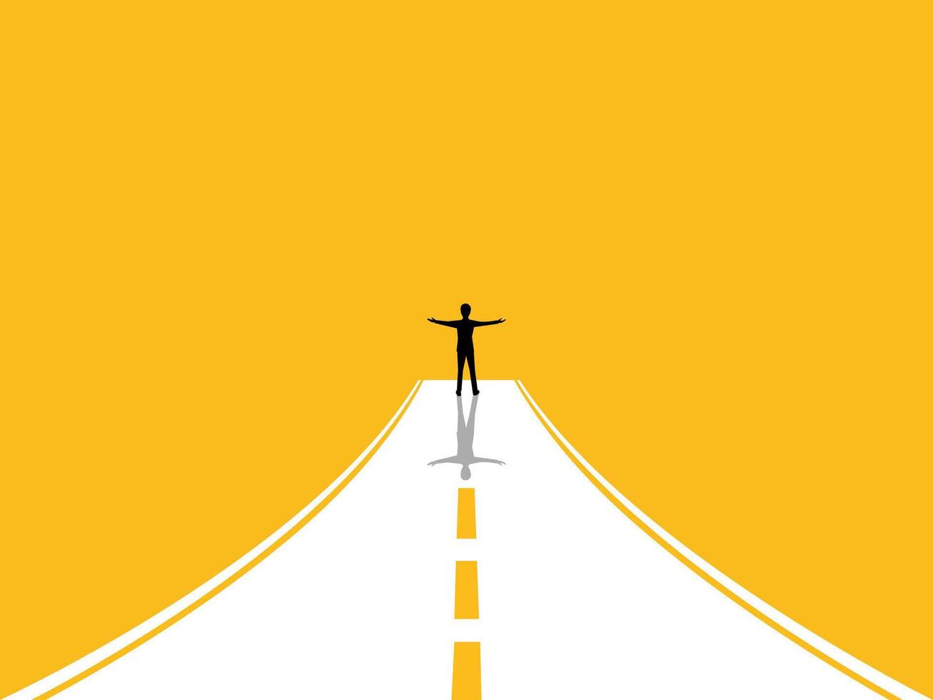 Success, businessman standing at the destination of his dreams vector