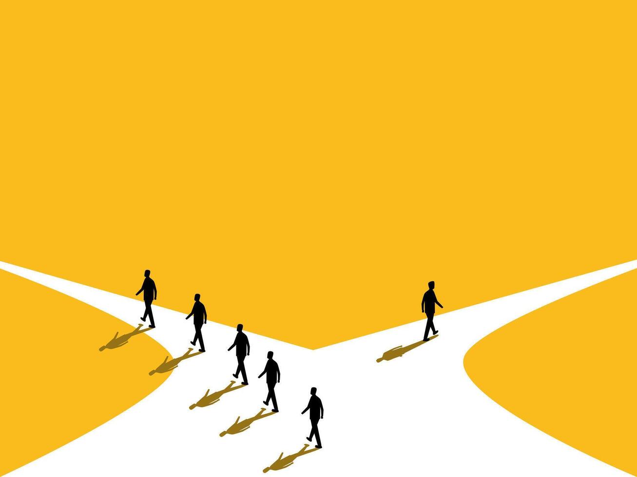 Businessmen decide to choose their own path differently from others vector