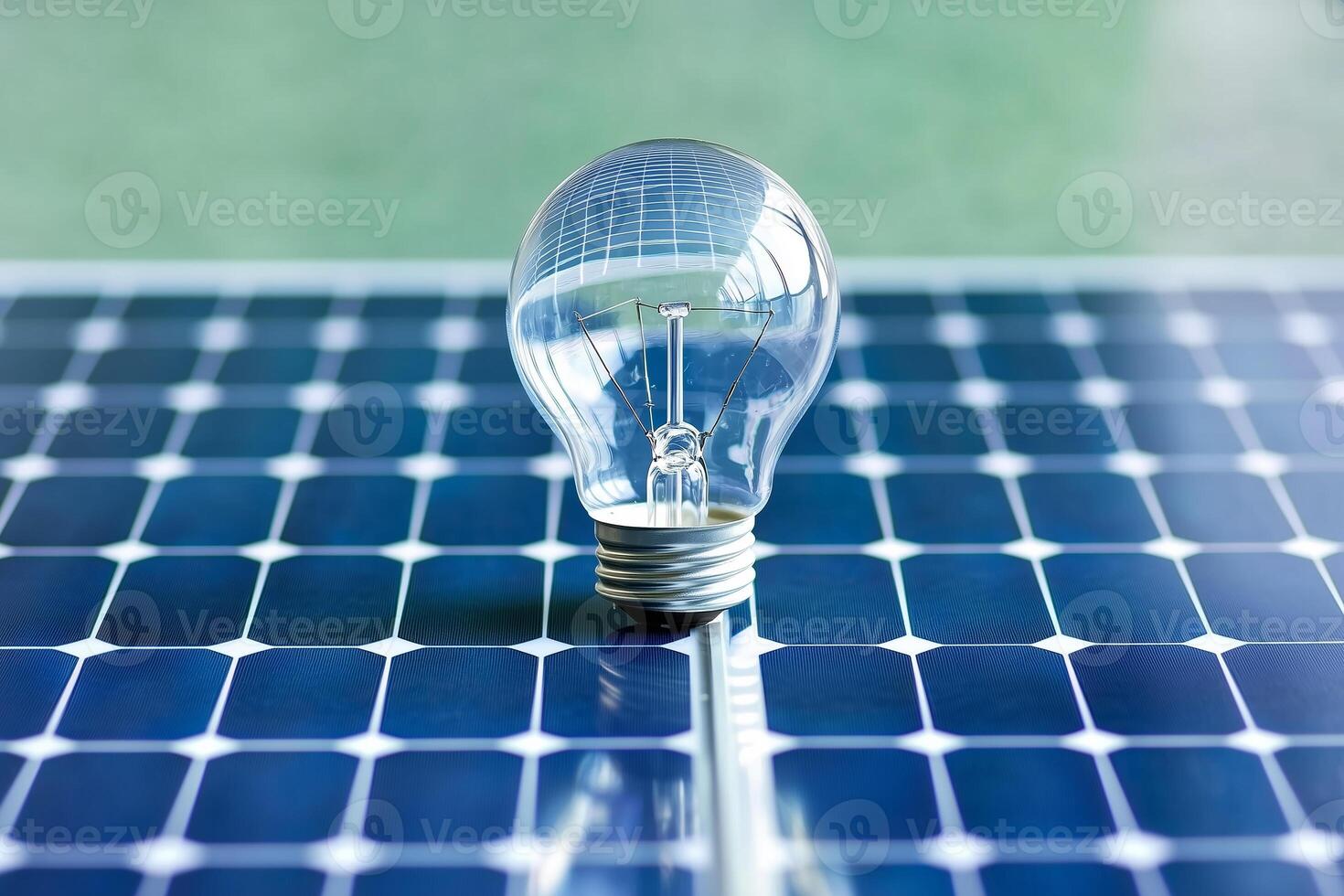 solar panel light bulb, Green energy, eco-friendly technologies and sustainable lifestyle. photo