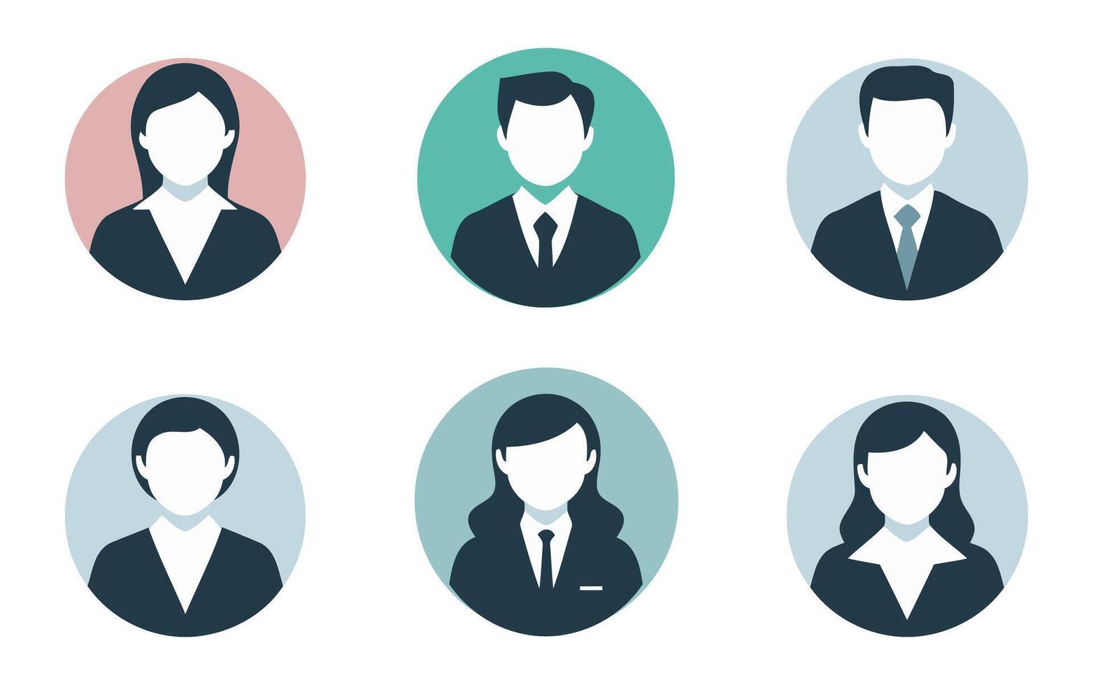 Set of Professional Business Icons Representing Men and Women in Corporate Attire vector