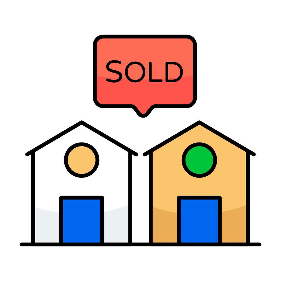 A colored design icon of sold home vector