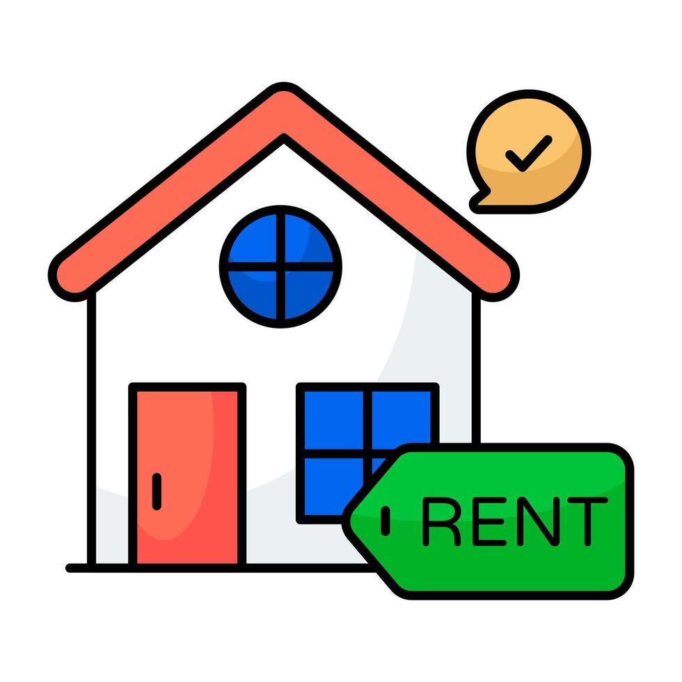 Editable design icon of home for rent vector