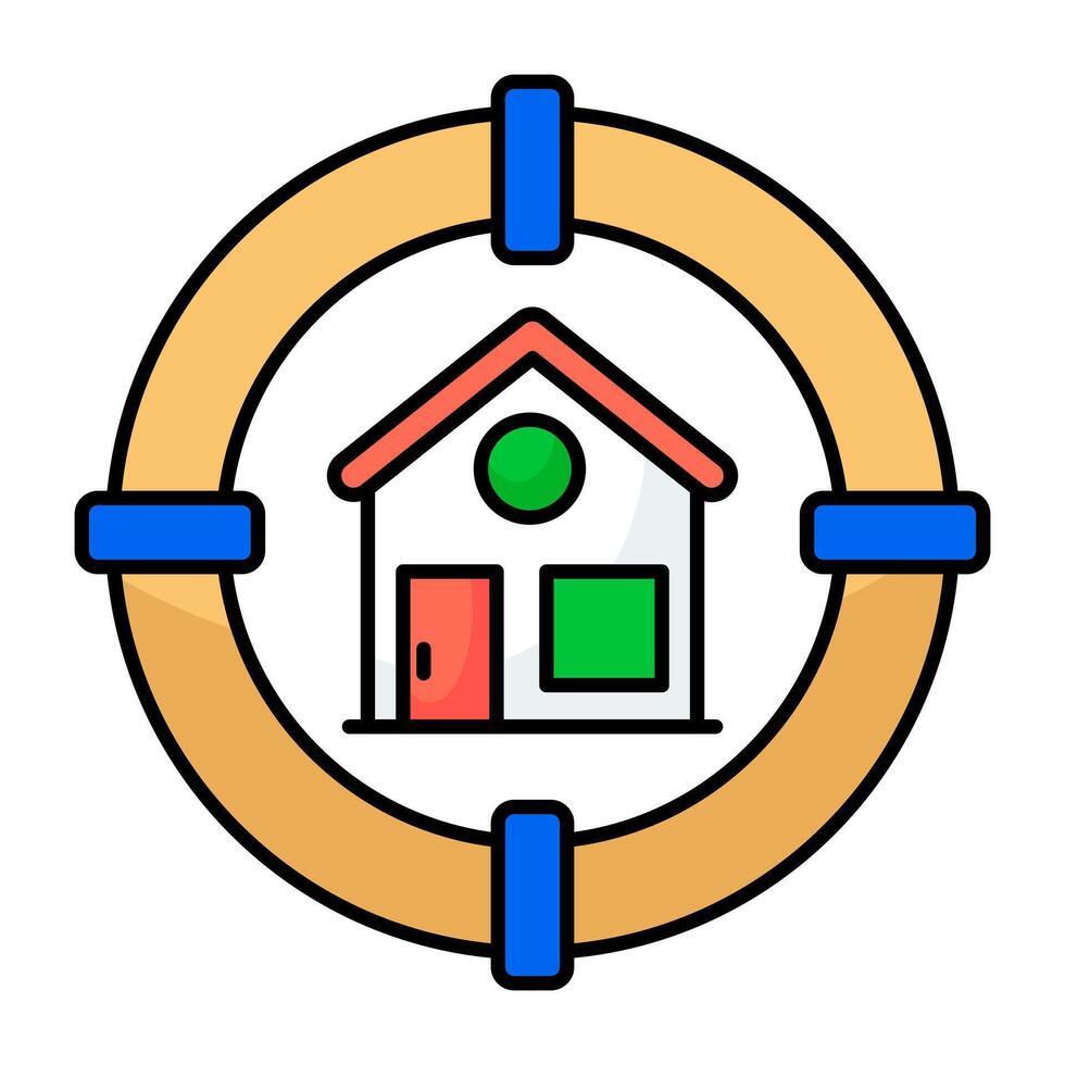 Building with dartboard, colored of property target vector