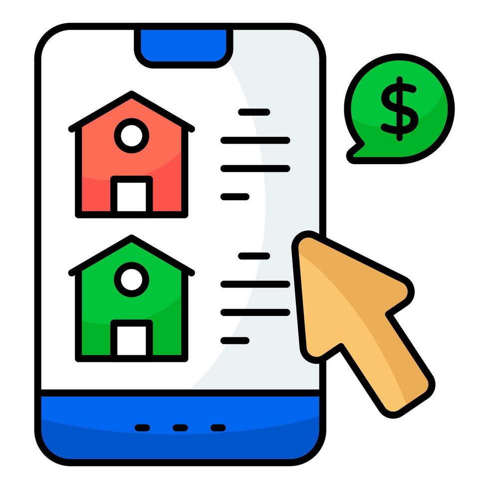 Conceptual colored design icon of mobile real estate vector