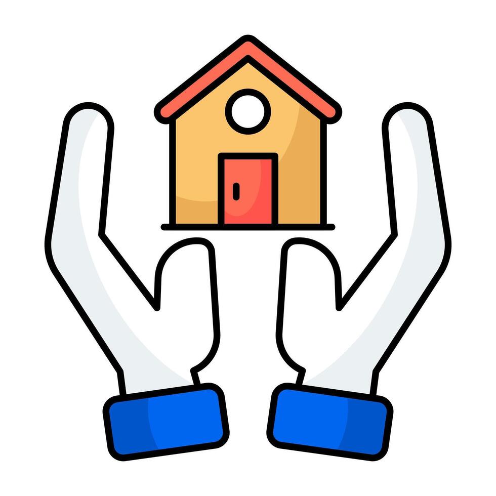 Conceptual flat design icon of home cares vector