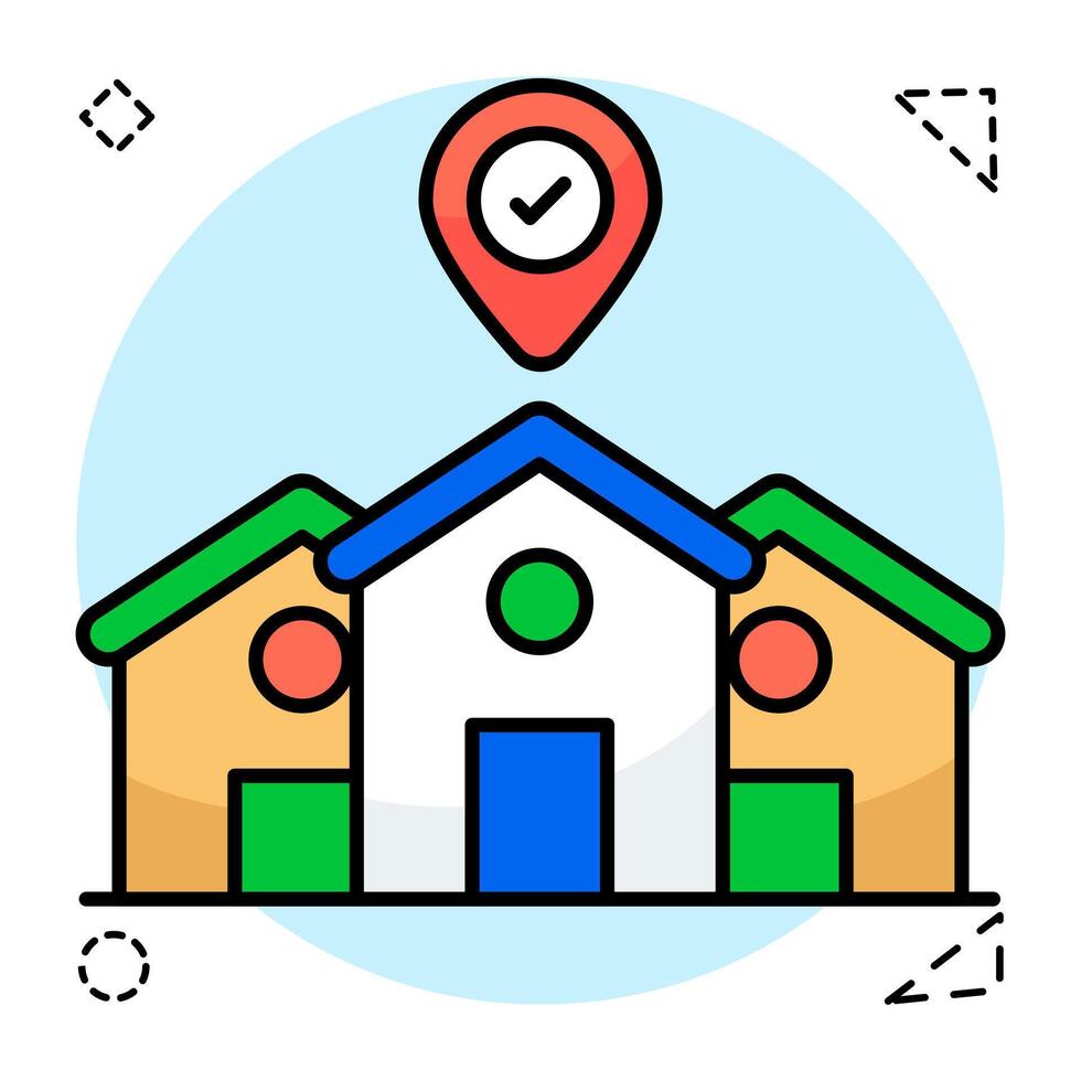 Editable colored design icon of home locations vector
