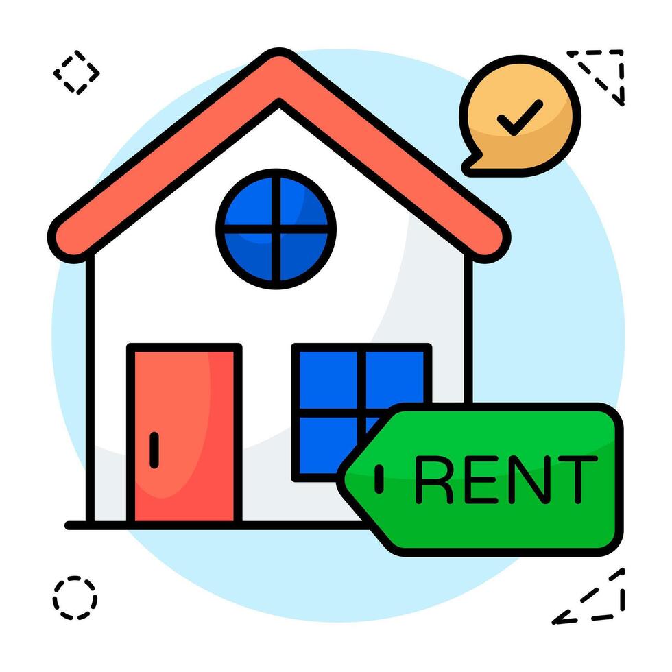 Editable colored design icon of home for rent vector