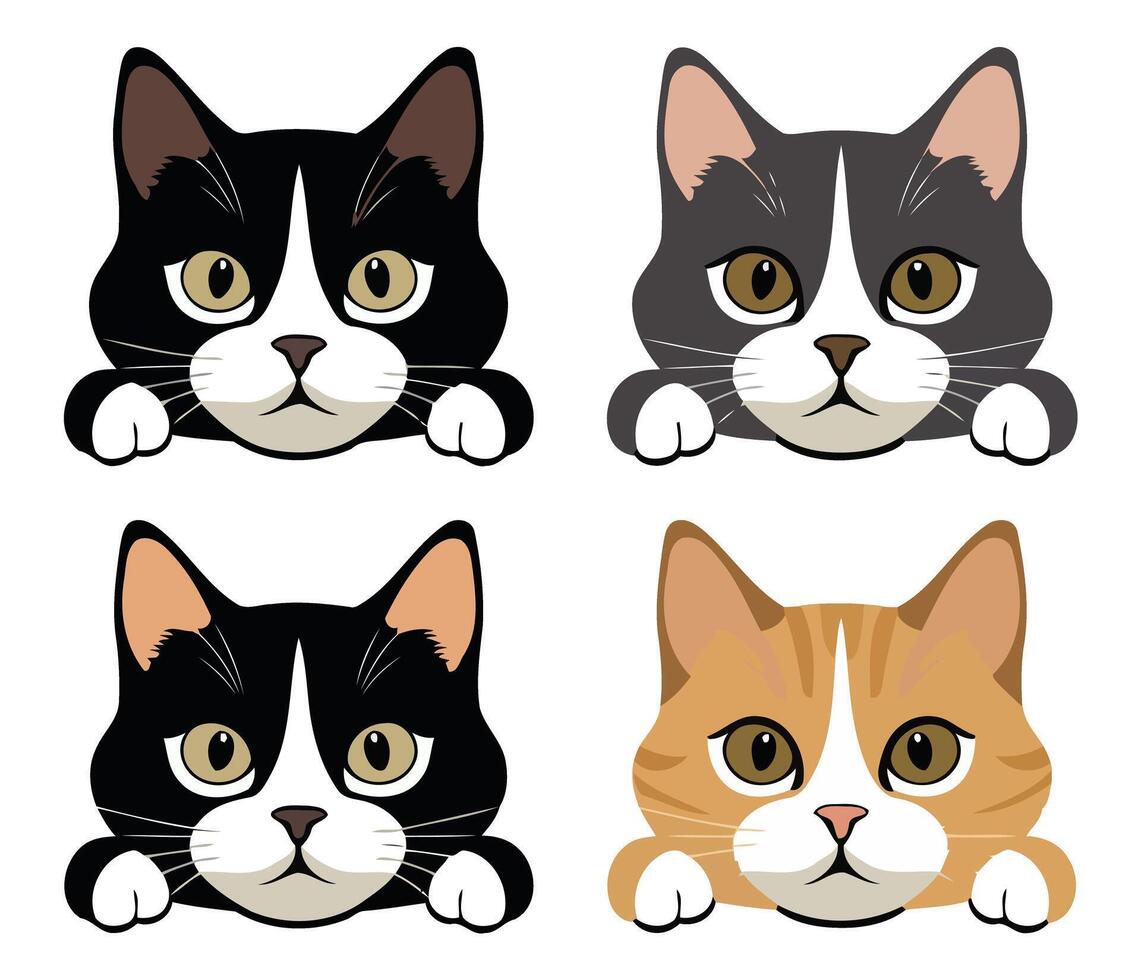Adorable Illustrations of Cats with Different Color Combinations and Poses vector