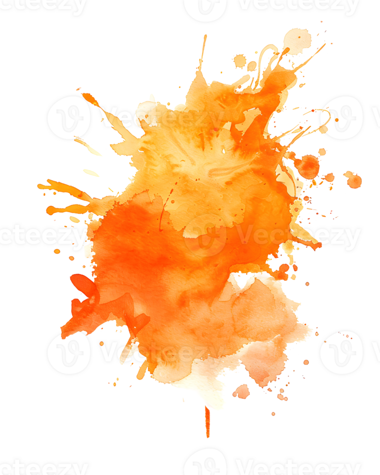 dynamic and energetic splash of orange watercolor bursts forth, radiating vibrancy and movement. Evoking feelings of creativity, expression, and bold design. png