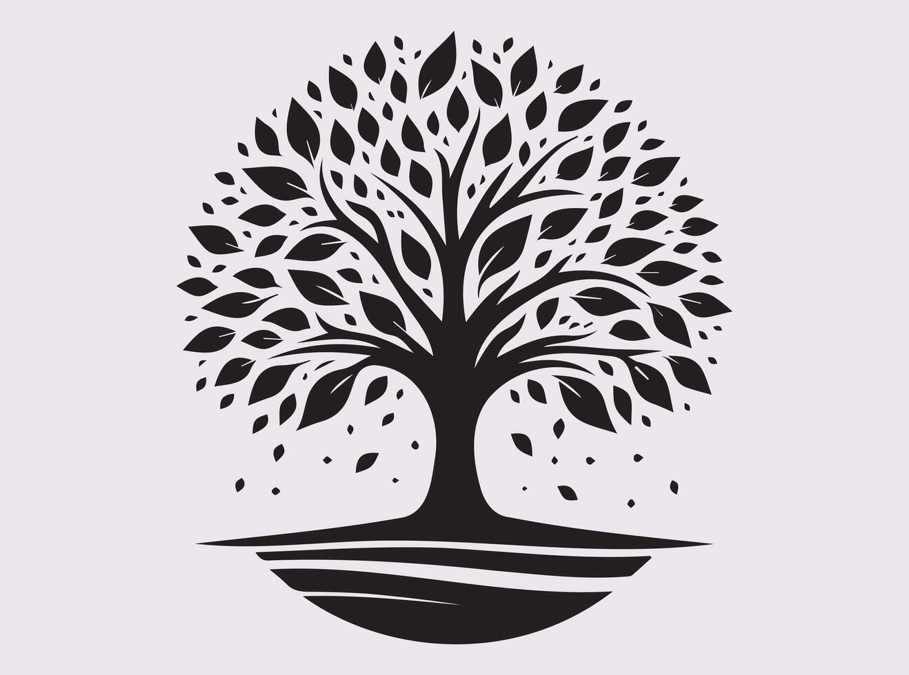 Black Tree Silhouette with Leaves Elegant Fall Autumn Art for Home Decor vector