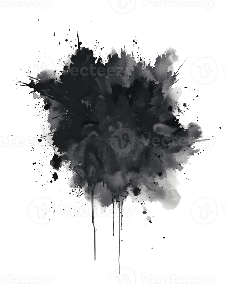 dynamic abstract representation of a black ink cloud exploding in a stunning display of artistic chaos and contrast. png