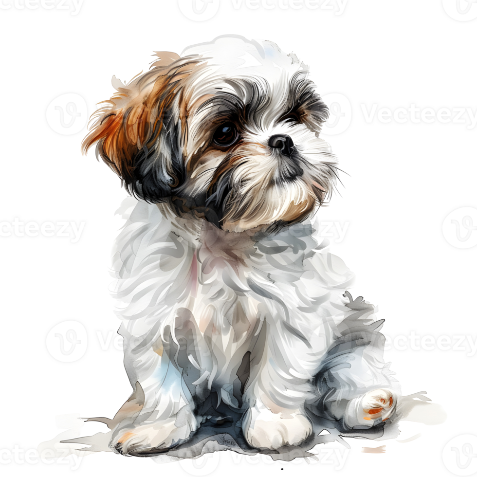 Shih Tzu dog sits gracefully, its expressive eyes capturing the viewer's attention in a delightful portrait. png