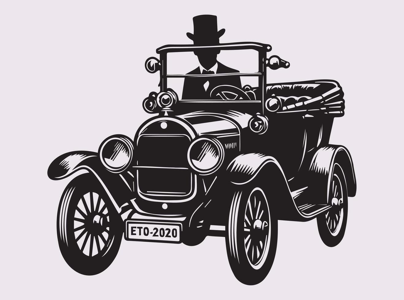 Classic Vintage Car Silhouette for Retro Automotive Artwork and Graphics vector