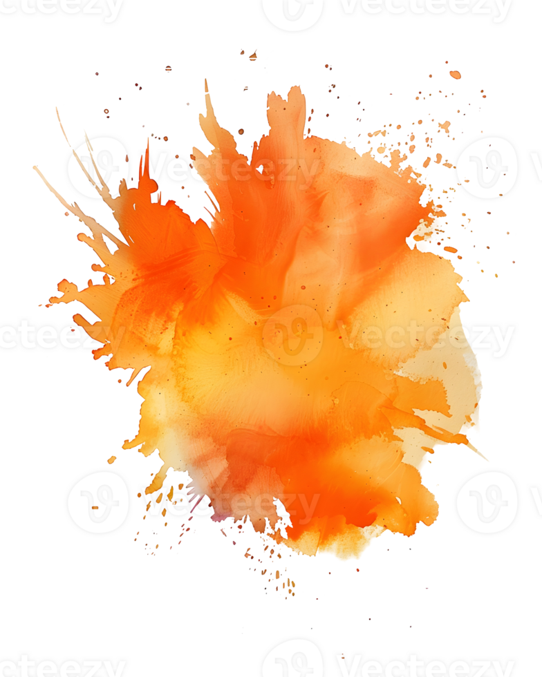 abstract watercolor explosion of vibrant orange hues radiates energy and movement, evoking a sense of artistic expression and dynamic creativity. png