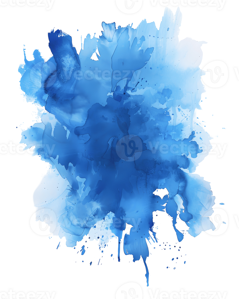 burst of blue watercolor, a captivating display of artistic expression, forming a free-flowing, textured splash. png