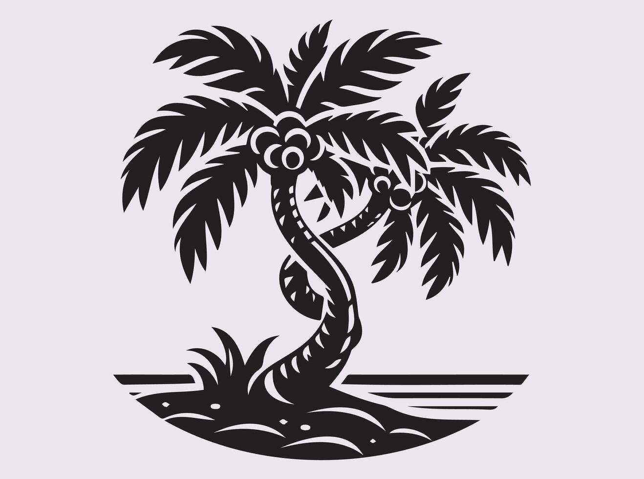Palm Coconut Tree Silhouette for Exotic Tropical and Summer Inspired Designs vector